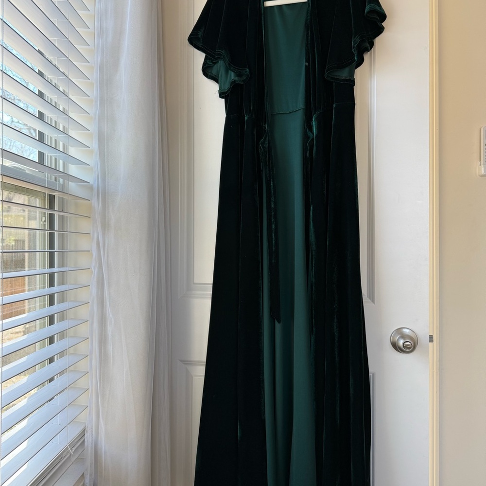 Called to Surf Arbor Velvet Wrap Dress -Forest Green